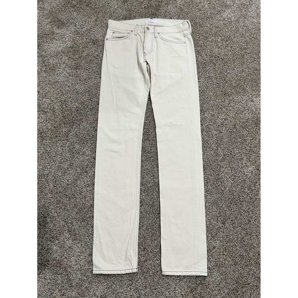 Helmut Lang Cream Off-White Straight Leg Denim Jeans Made in Italy Size 27/30
